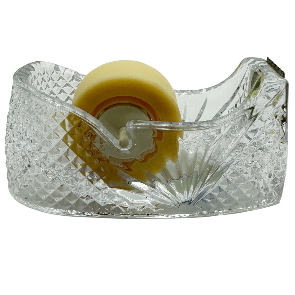 Godinger Tape Dispenser Crystal Legends Clear Lead Crystal Excellent Vintage